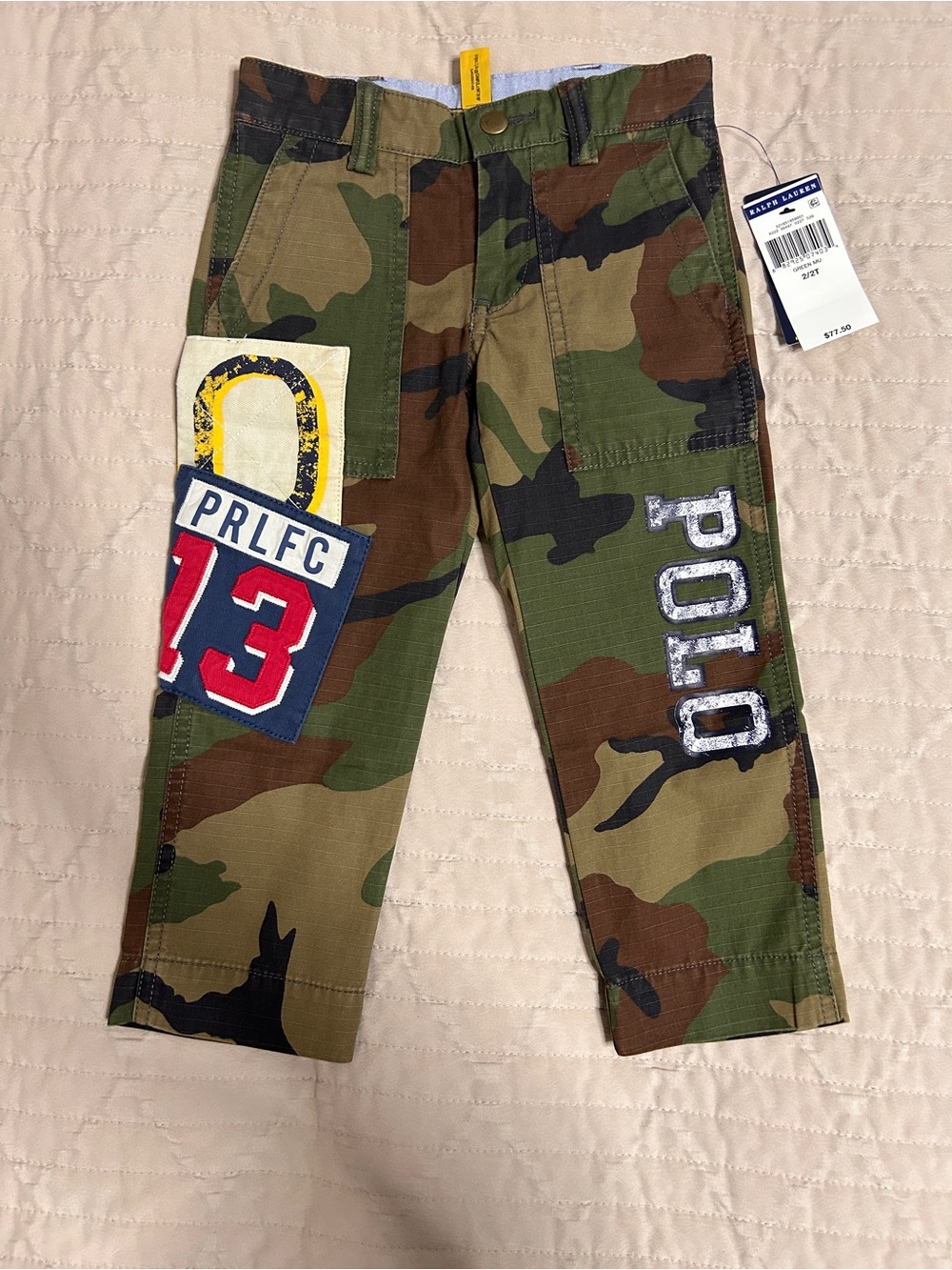 Polo Ralph Lauren Toddler Camouflage Cargo Pants Size 2T Patches Green Brown NWT